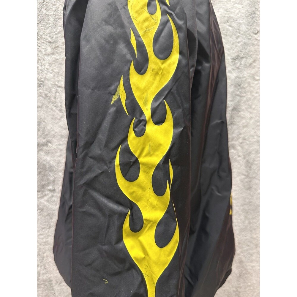 Vintage y2k windbreaker Jacket SOULFLY FIRE Flames Black Snap Nylon 2XL - Picture 4 of 10